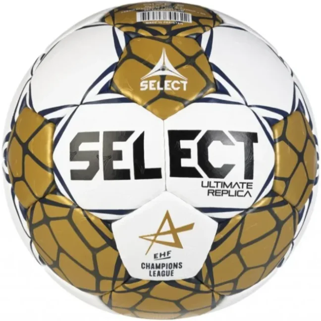Míč házenkářský Select HB Ultimate Replica EHF Champions League bílo zlatá - Velikost míče: 1